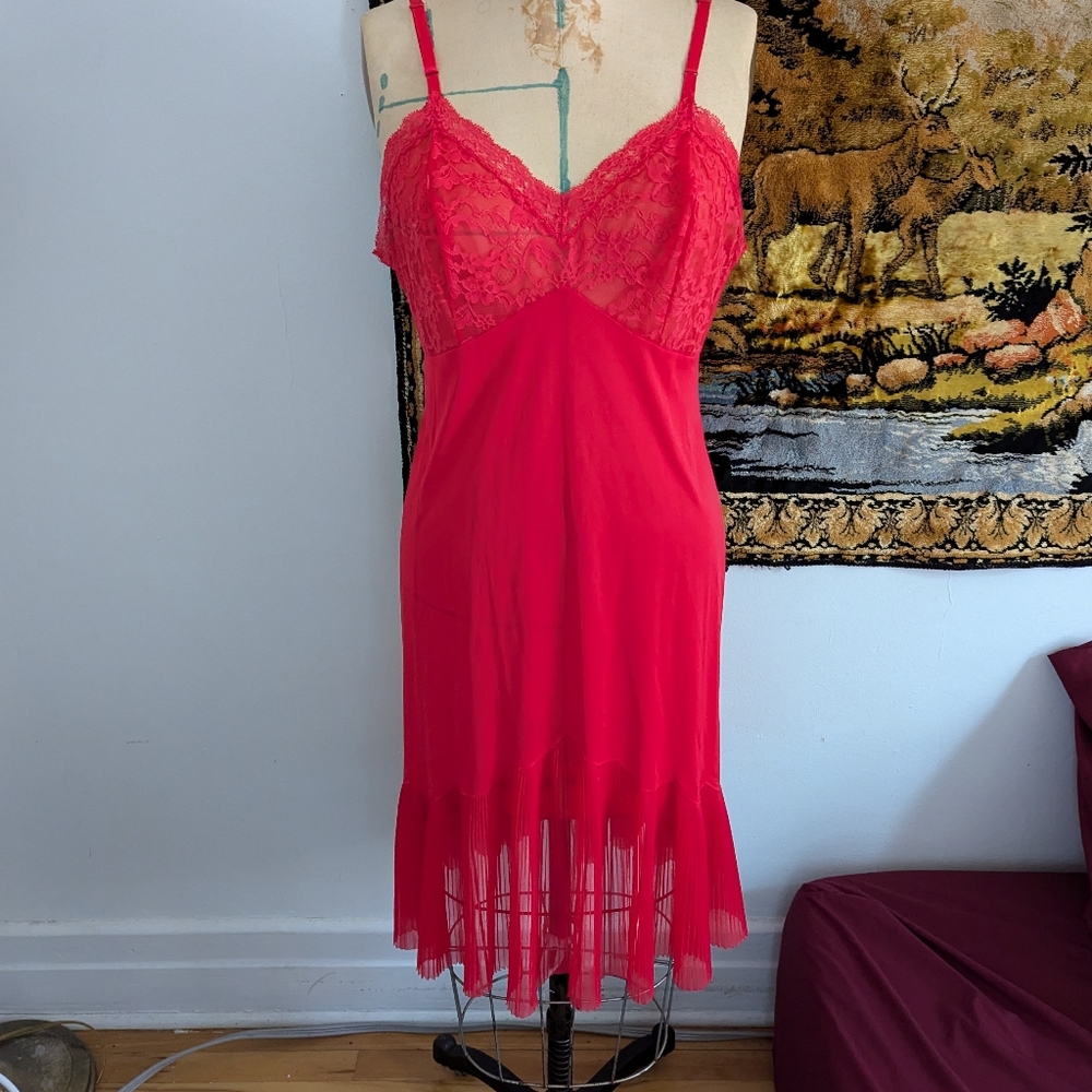 Vintage vanity fair red-rose nightgown